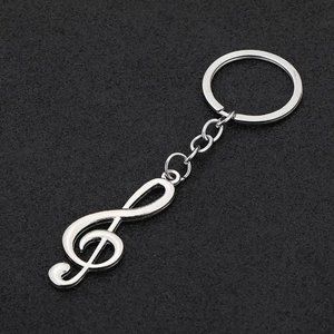 Music Note Shape Metal Keychain